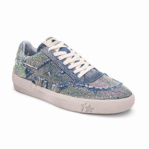 Women Ash Malibu Strass Embellished Denim Sneakers Blue | 721430-738