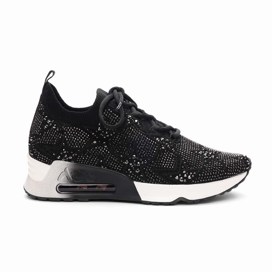 Women Ash Lucky Shine Knit Sneakers Black | 778214-816