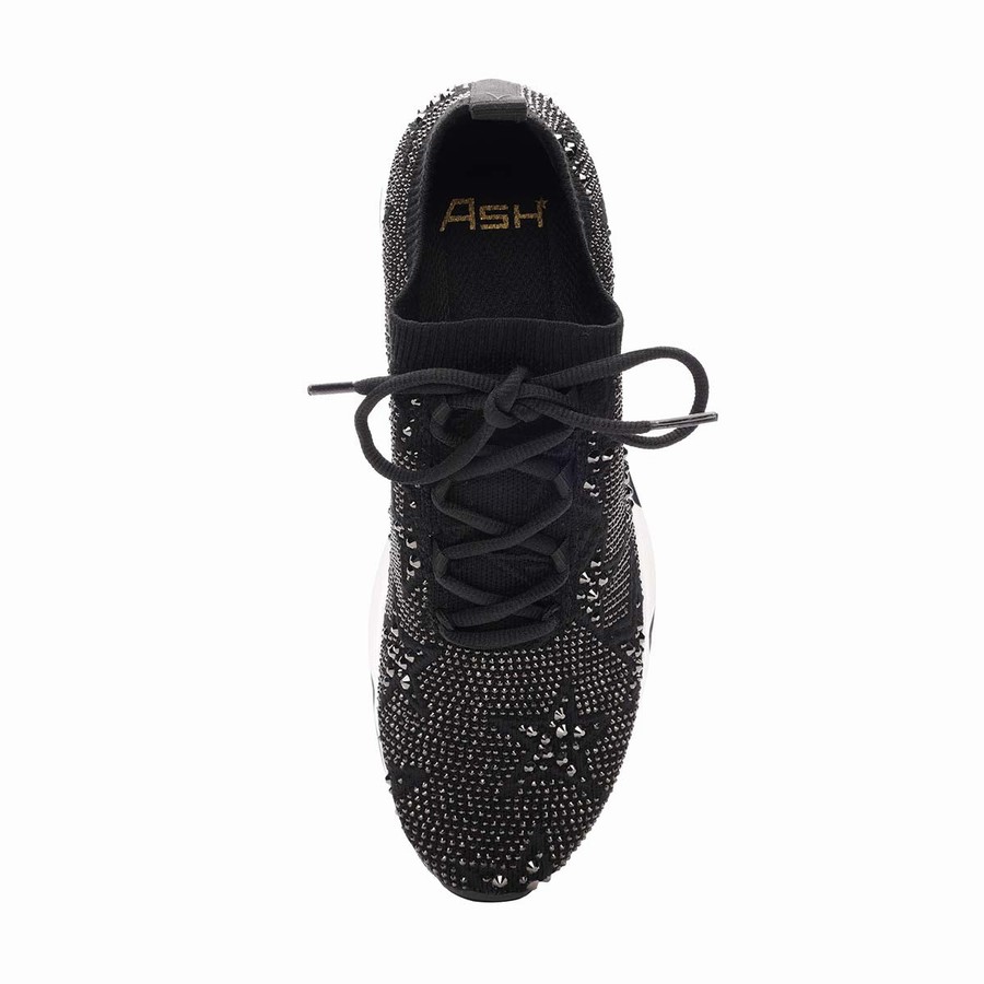 Women Ash Lucky Shine Knit Sneakers Black | 778214-816