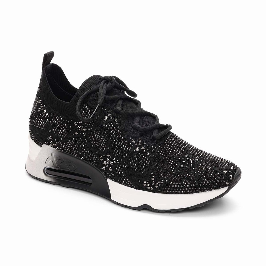 Women Ash Lucky Shine Knit Sneakers Black | 778214-816