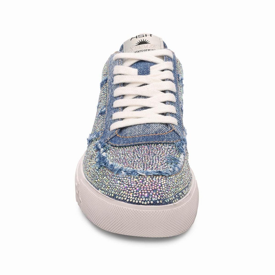 Women Ash Malibu Strass Embellished Denim Sneakers Blue | 721430-738