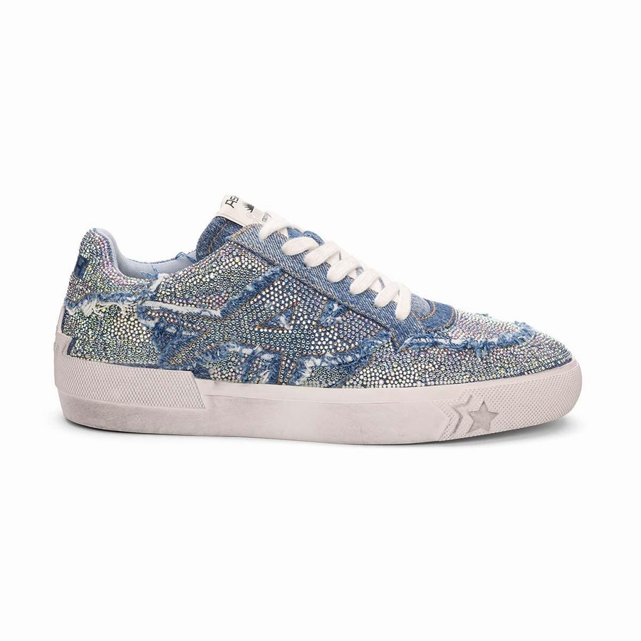 Women Ash Malibu Strass Embellished Denim Sneakers Blue | 721430-738