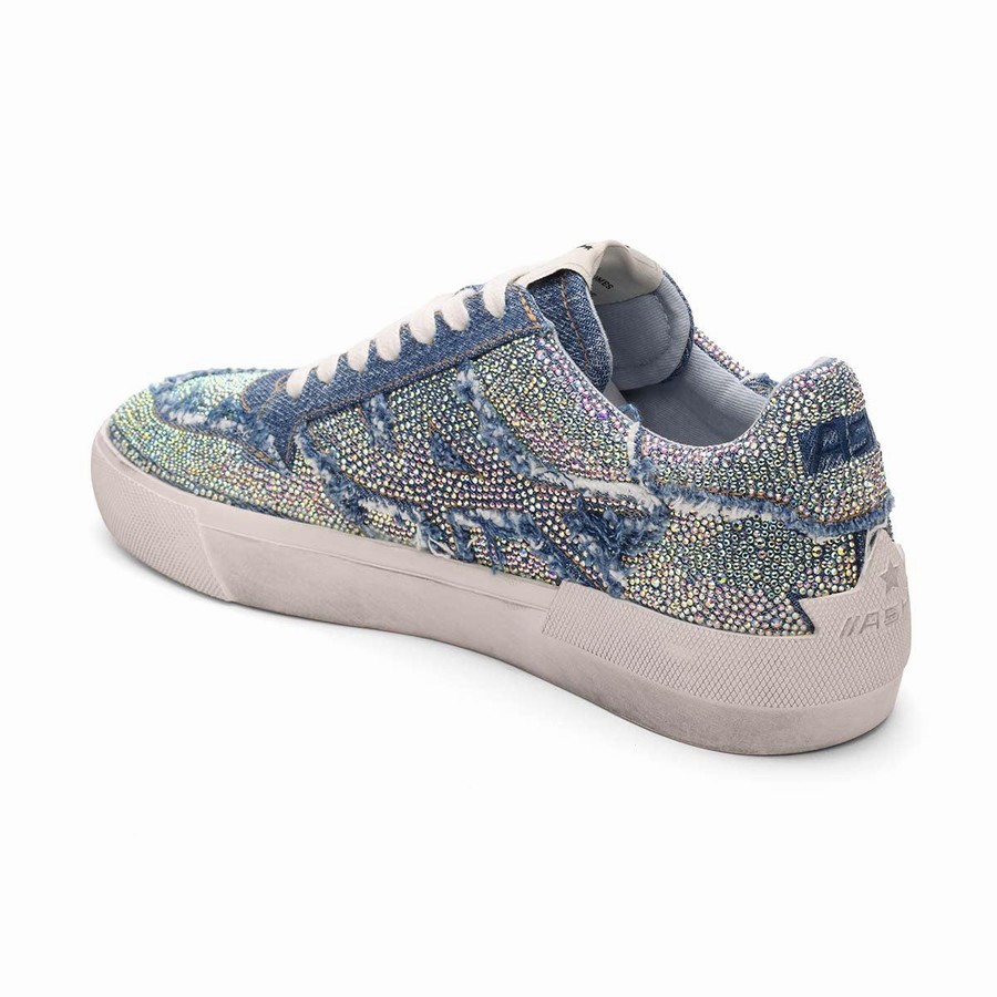 Women Ash Malibu Strass Embellished Denim Sneakers Blue | 721430-738