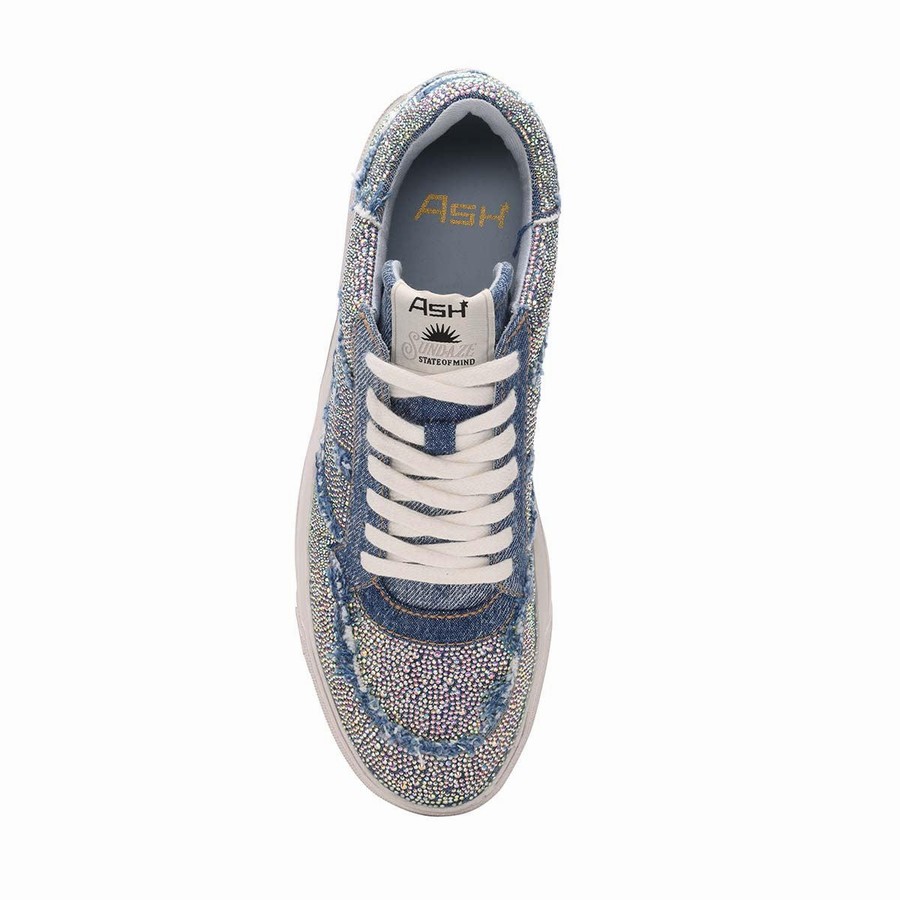 Women Ash Malibu Strass Embellished Denim Sneakers Blue | 721430-738