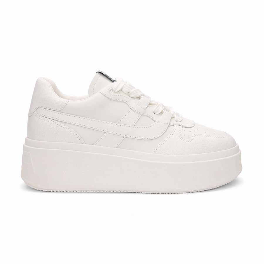 Women Ash Match Eco-Friendly Tumbled Leather Platform Sneakers White | 182035-464