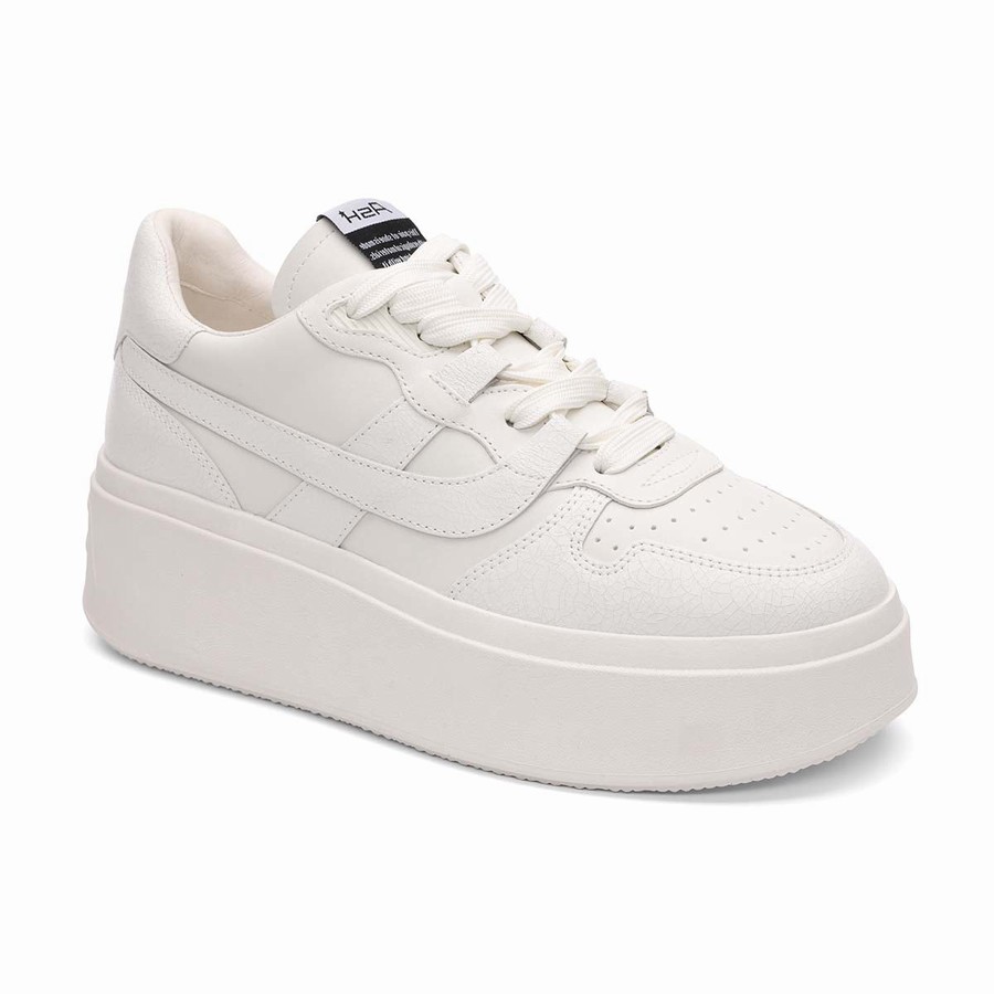 Women Ash Match Eco-Friendly Tumbled Leather Platform Sneakers White | 182035-464