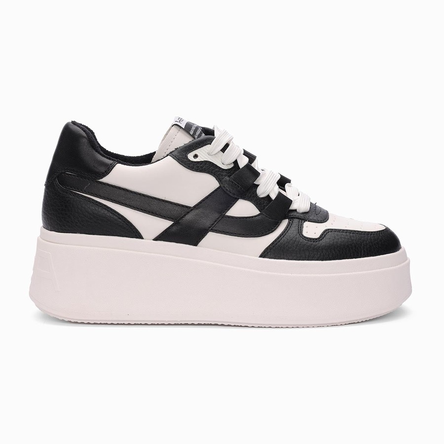 Women Ash Match Eco-Friendly Tumbled Leather Platform Sneakers Black | 815712-779