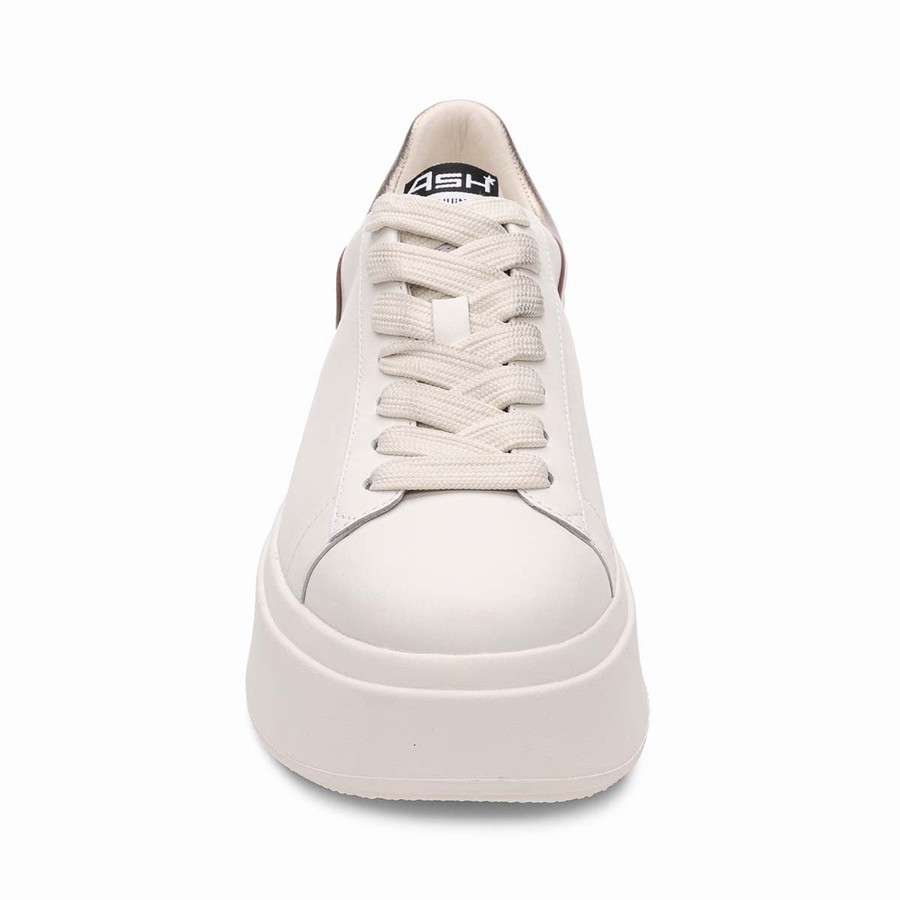 Women Ash Moby Brushed Metallic Platform Sneakers White | 404625-397