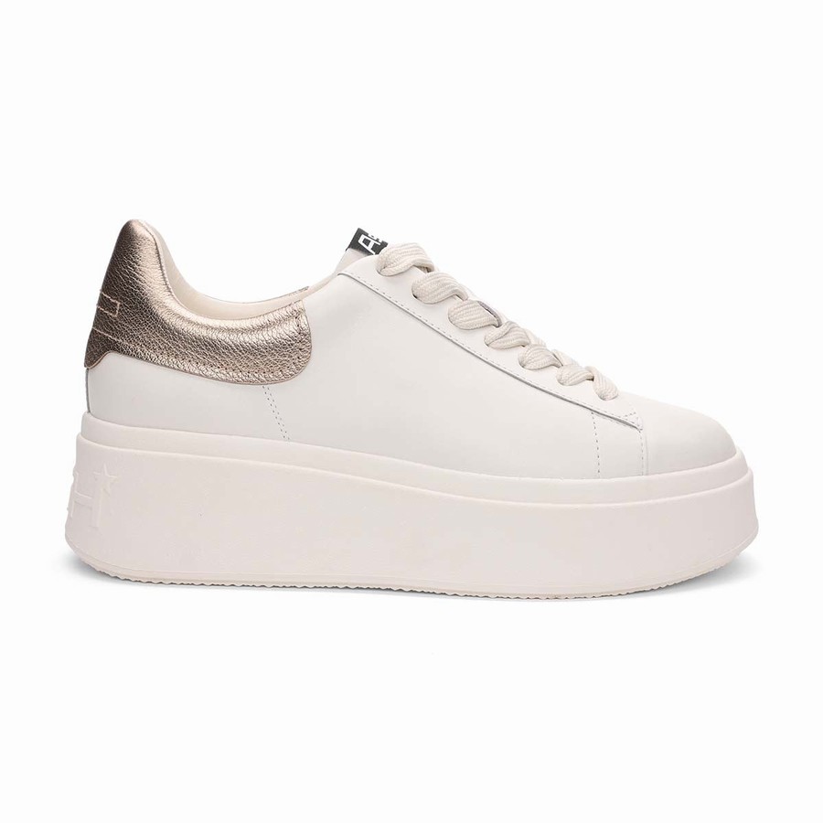 Women Ash Moby Brushed Metallic Platform Sneakers White | 404625-397