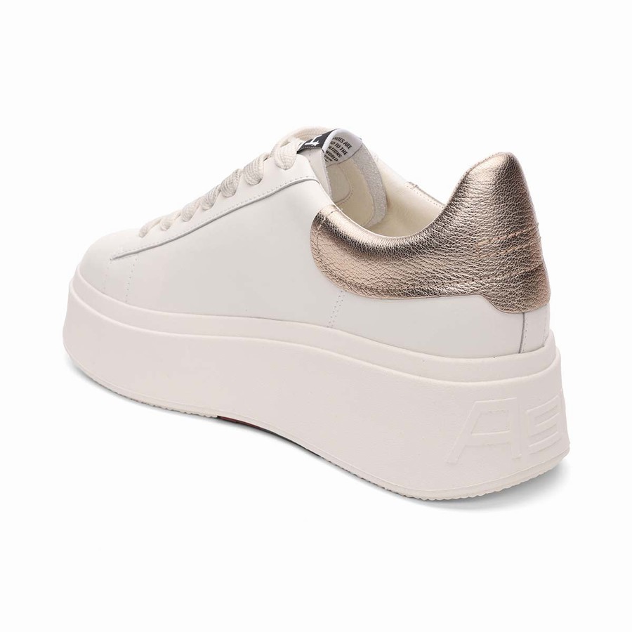 Women Ash Moby Brushed Metallic Platform Sneakers White | 404625-397