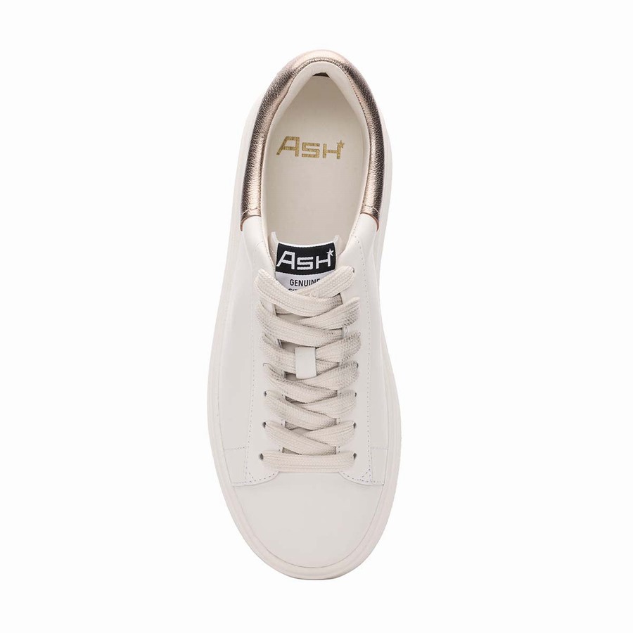 Women Ash Moby Brushed Metallic Platform Sneakers White | 404625-397