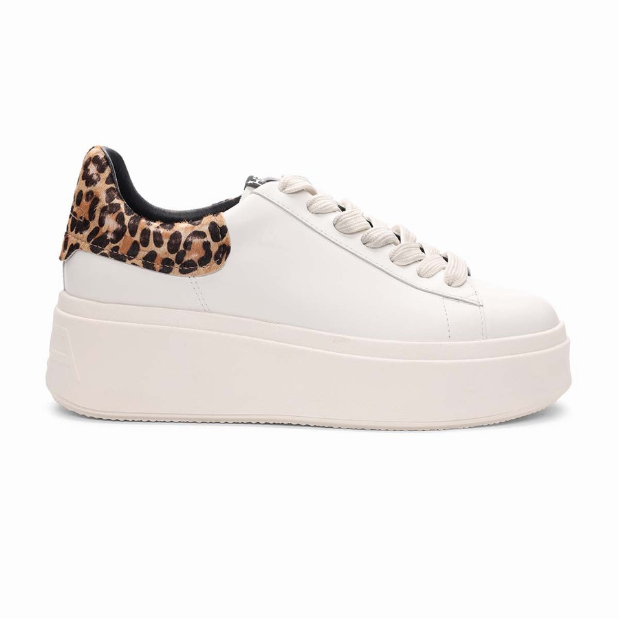 Women Ash Moby Leopard Platform Sneakers White | 599660-512