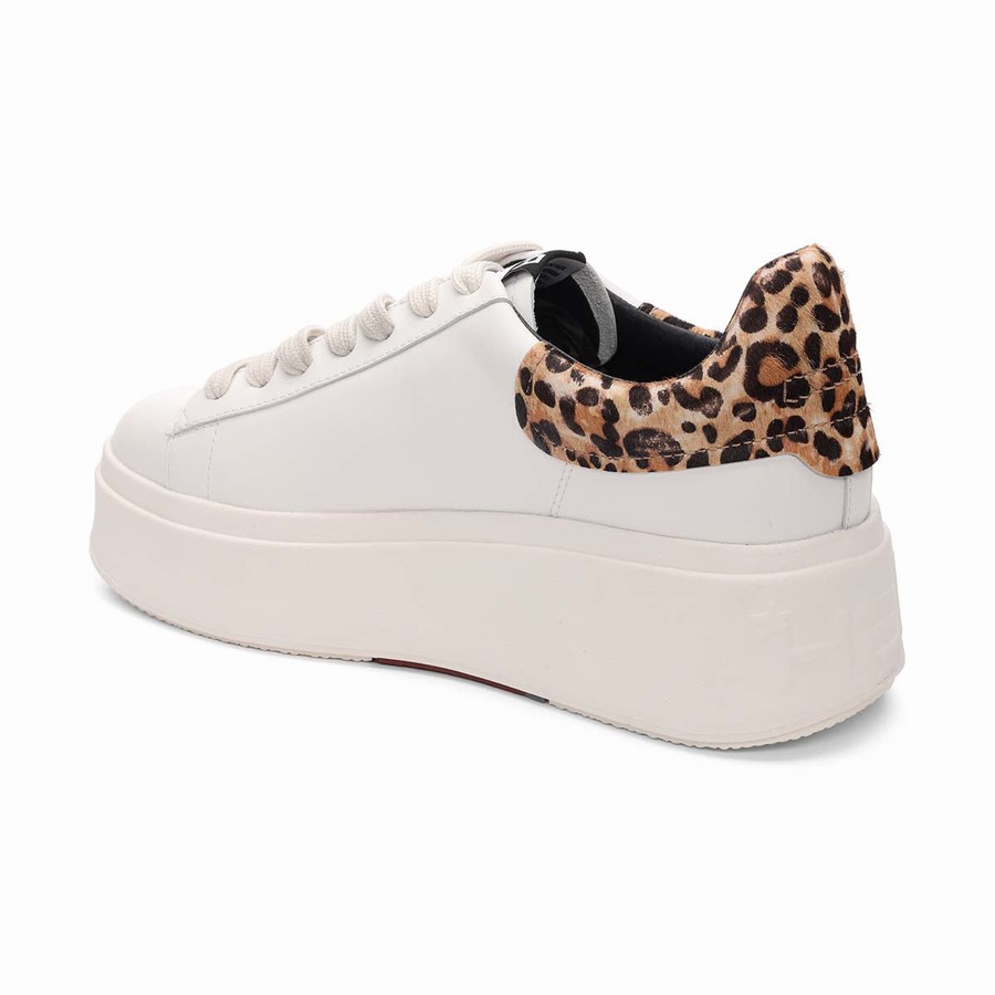 Women Ash Moby Leopard Platform Sneakers White | 599660-512