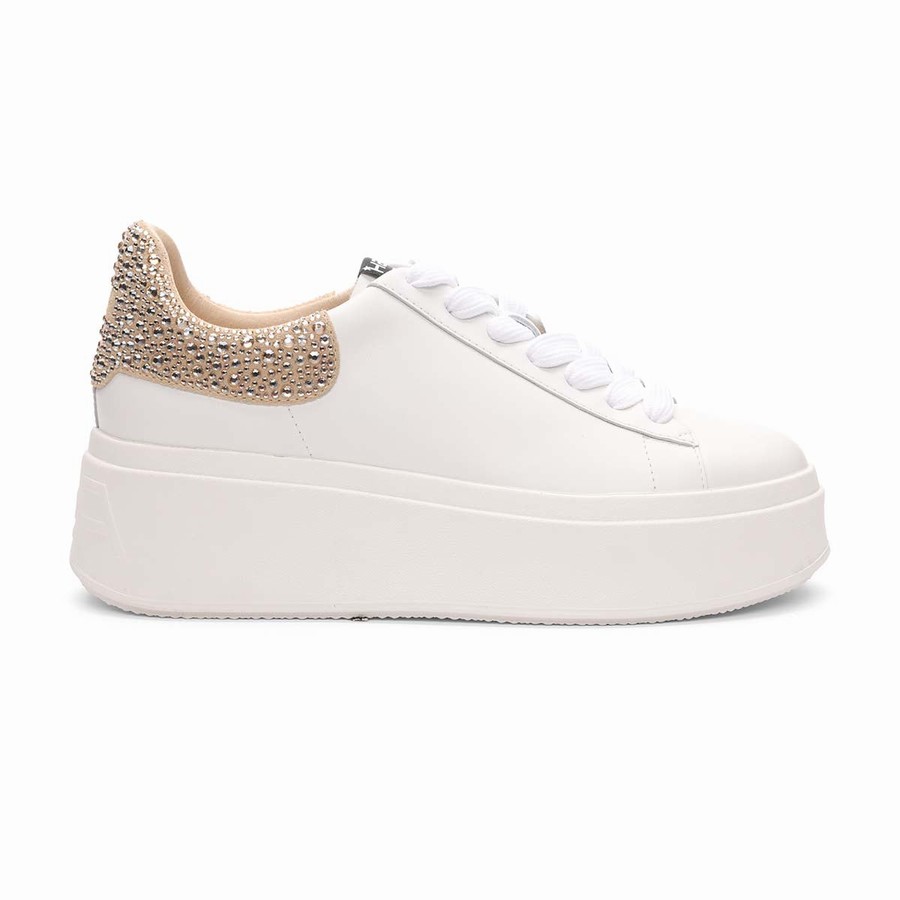 Women Ash Moby Strass Platform Embellished Sneakers White | 370593-296