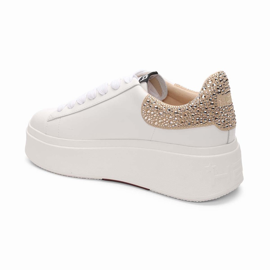 Women Ash Moby Strass Platform Embellished Sneakers White | 370593-296