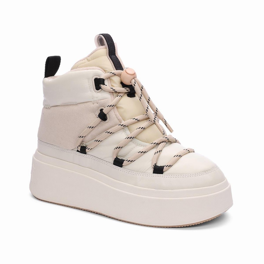 Women Ash Montana Puffy Nylon Winter Boots White | 033727-200