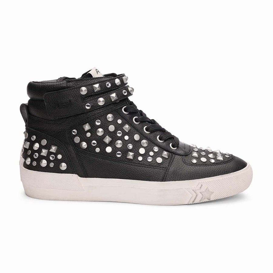 Women Ash Myriad Studded Hightop Sneakers Black | 065556-627