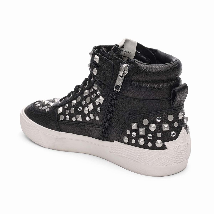 Women Ash Myriad Studded Hightop Sneakers Black | 065556-627