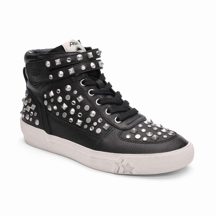 Women Ash Myriad Studded Hightop Sneakers Black | 065556-627