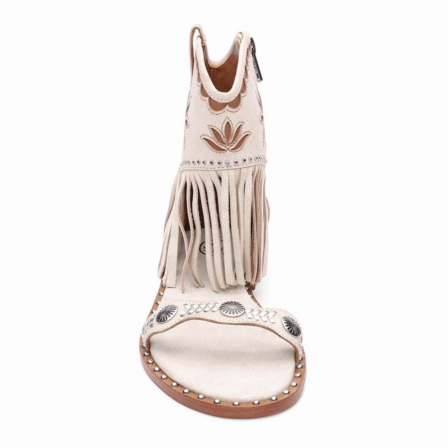 Women Ash Paquito Embellished Fringe Sandals Beige | 841389-788