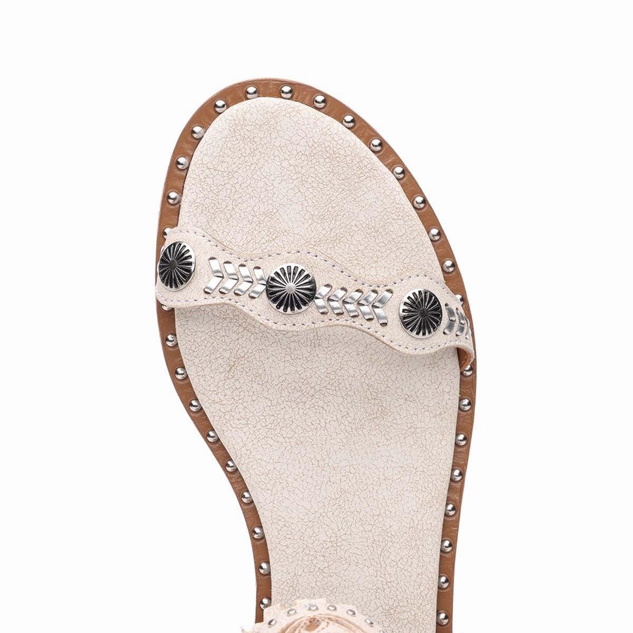 Women Ash Paquito Embellished Fringe Sandals Beige | 841389-788