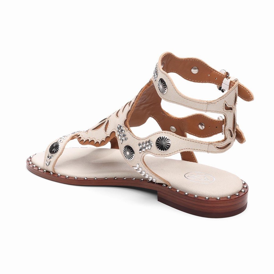 Women Ash Paraiba Embellished Flat Sandals Beige | 225243-220