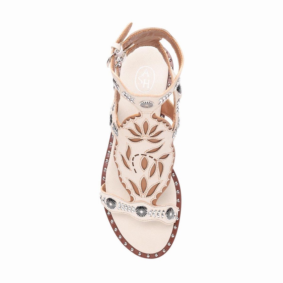 Women Ash Paraiba Embellished Flat Sandals Beige | 225243-220