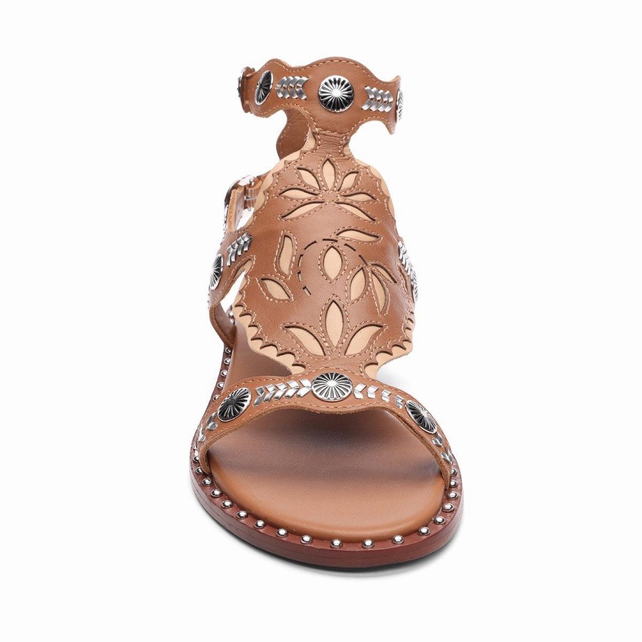 Women Ash Paraiba Embellished Flat Sandals Brown | 570326-931