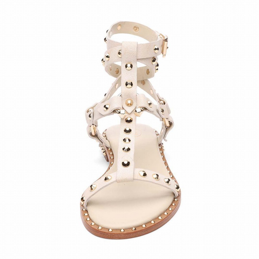 Women Ash Pulp Studded Flat Sandals White | 770802-570