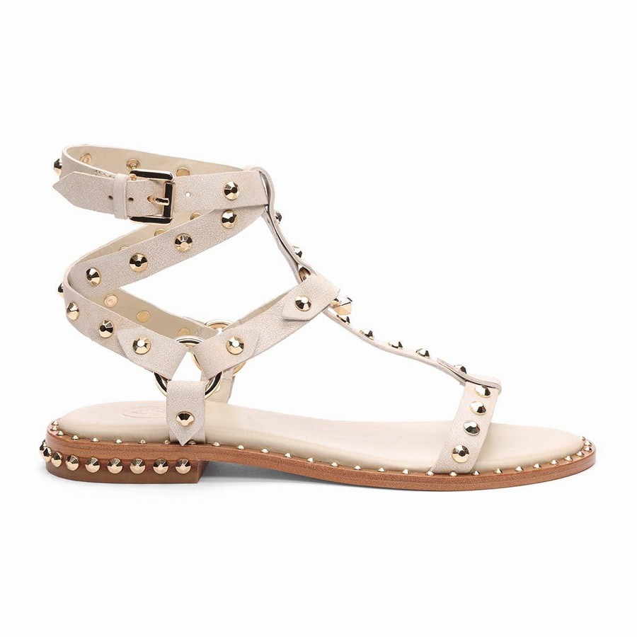 Women Ash Pulp Studded Flat Sandals White | 770802-570