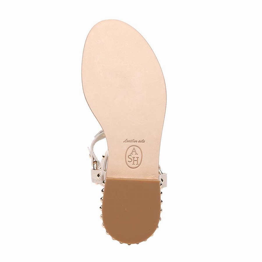 Women Ash Pulp Studded Flat Sandals White | 770802-570