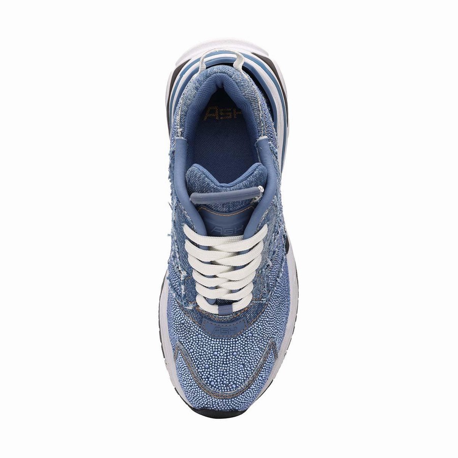 Women Ash Race Strass Denim Fashion Sneakers Blue | 366394-794