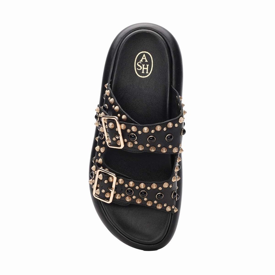 Women Ash Viking Studded Footbed Slides Black | 556704-010